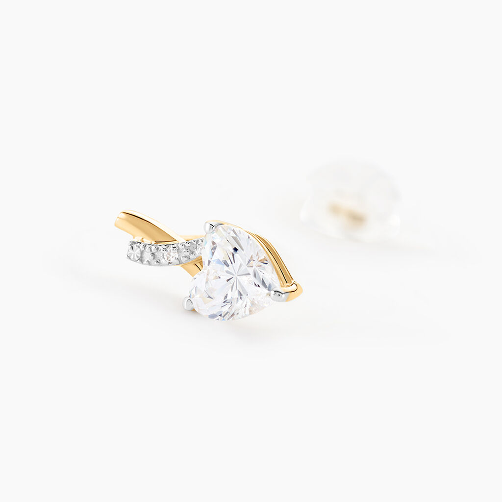 Boucles D'oreilles Puces Clothilde Or Jaune Oxyde De Zirconium - Clous d'oreilles Femme | Histoire d’Or