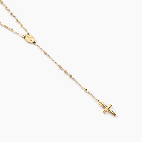 Collier Evelina Croix Maille Boule Or Jaune - Cadeaux de bapt&ecirc;me Famille | Histoire d&rsquo;Or