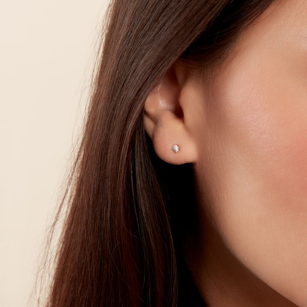 Boucles D'oreilles Puces Diamotion Or Jaune Diamant - Clous d'oreilles Femme | Histoire d’Or