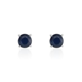 Boucles D'oreilles Puces Or Blanc Zubin Saphir - Clous d'oreilles Femme | Histoire d’Or