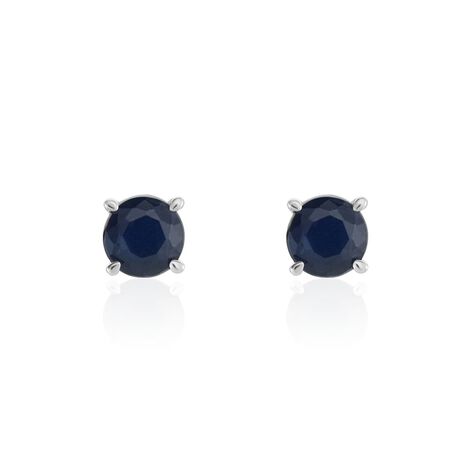 Boucles D'oreilles Puces Or Blanc Zubin Saphir - Clous d'oreilles Femme | Histoire d’Or