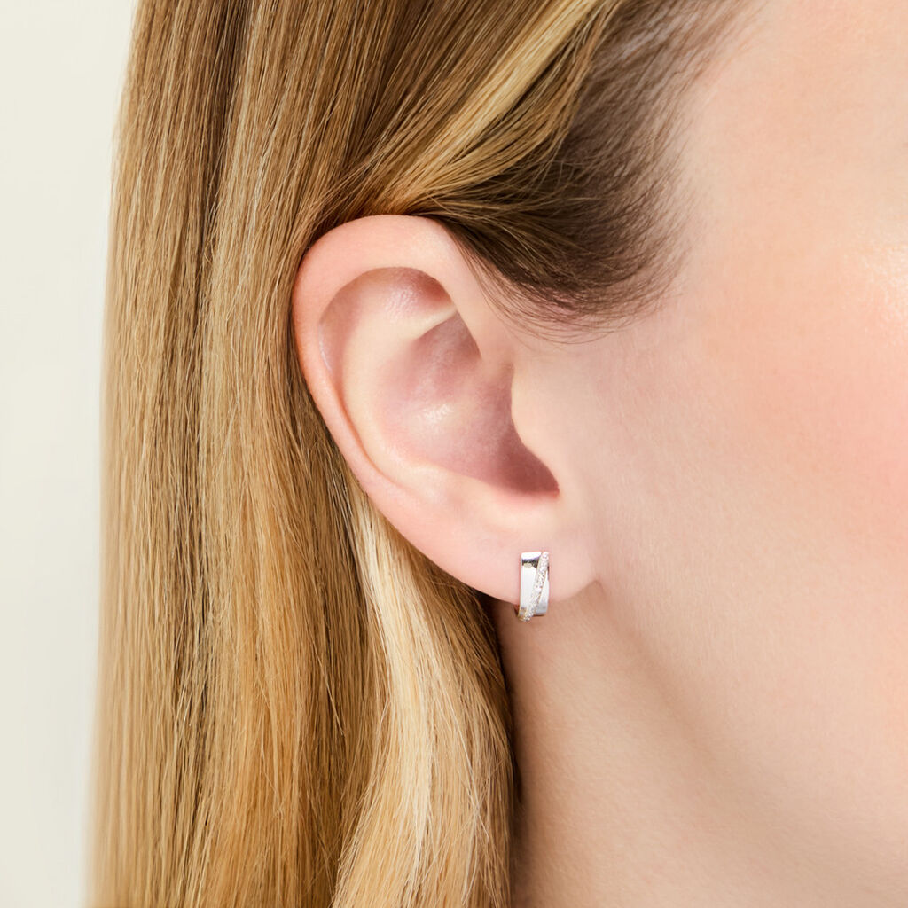Cr&eacute;oles Timira Rondes Or Blanc Diamant - Boucles d'oreilles pierres pr&eacute;cieuses Femme | Histoire d&rsquo;Or