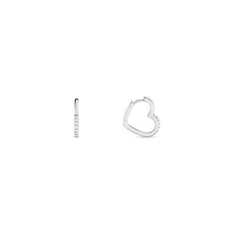 Creoles Argent Blanc Deep In Love Oxyde De Zirconium - Boucles d'Oreilles Coeur Femme | Histoire d’Or