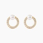 Boucles D'oreilles Puces Piety Or Jaune Perle De Culture Oxyde - Clous d'oreilles Femme | Histoire d&rsquo;Or