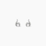 Boucles D'oreilles Puces Vrille Accompagnee Or Blanc Diamant - Clous d'oreilles Femme | Histoire d&rsquo;Or