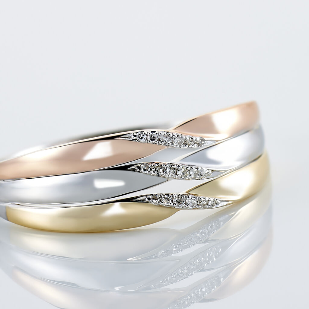 Bague Nesibe Or Tricolore Diamant - Bagues avec pierre Femme | Histoire d&rsquo;Or