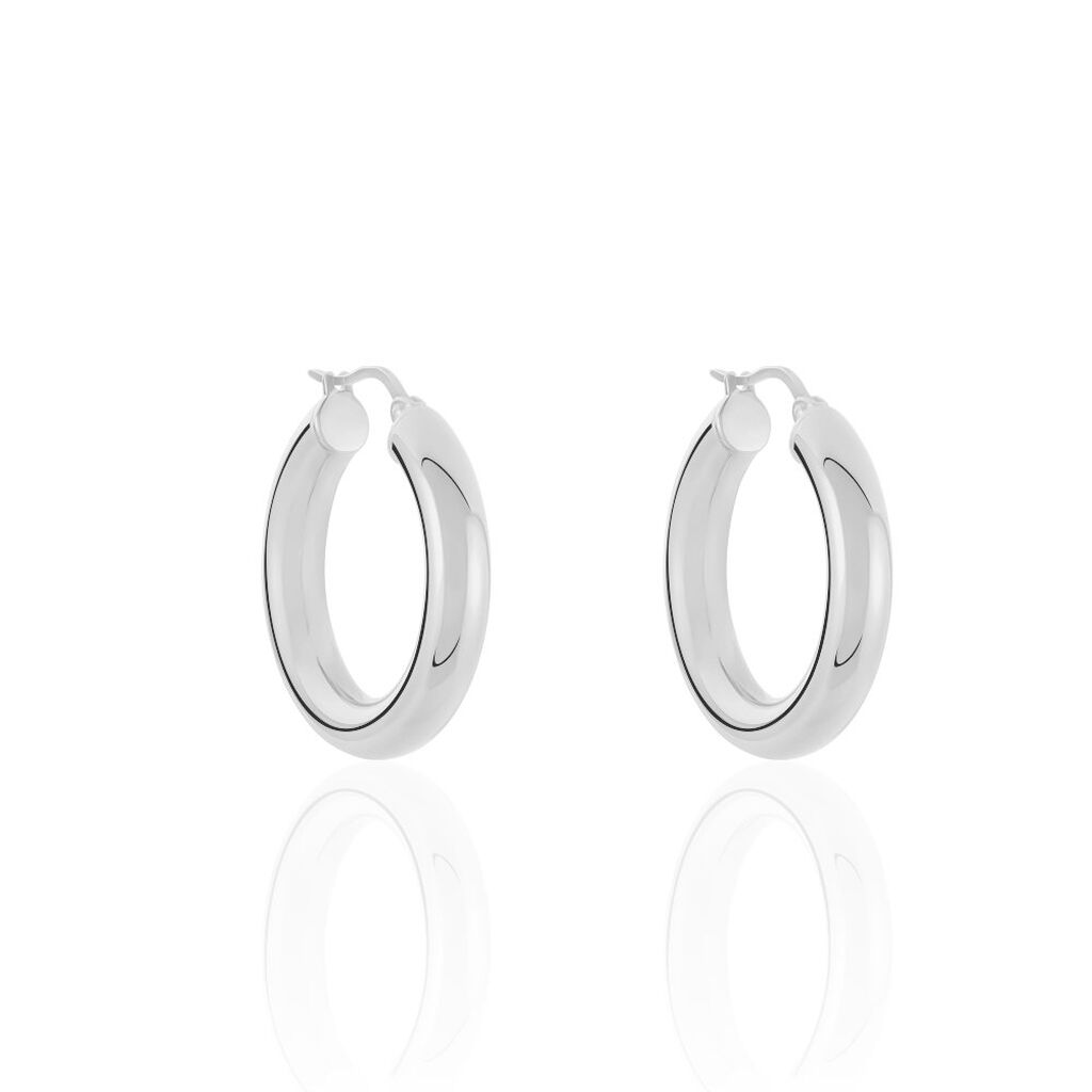 Créoles Adama Acier Blanc - Boucles d'oreilles créoles Femme | Histoire d’Or