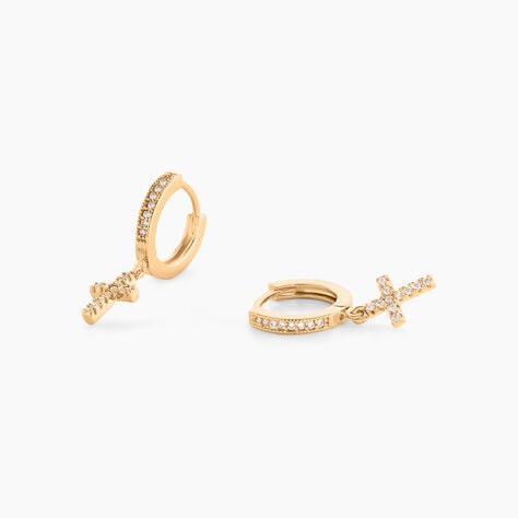 Cr&eacute;oles Plaqu&eacute; Or Jaune Jenny Oxydes De Zirconium - Boucles d'oreilles cr&eacute;oles Femme | Histoire d&rsquo;Or