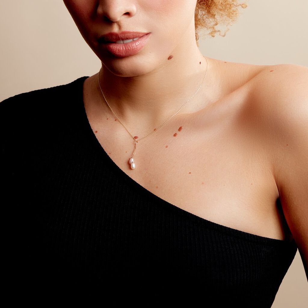 Collier Carrine 2 Fils Or Jaune Perle De Culture - Colliers Femme | Histoire d’Or