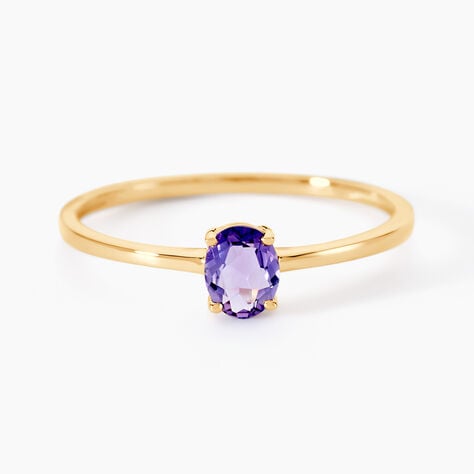 Bague Valentino Or Jaune Am&eacute;thyste - Bagues solitaires Femme | Histoire d&rsquo;Or