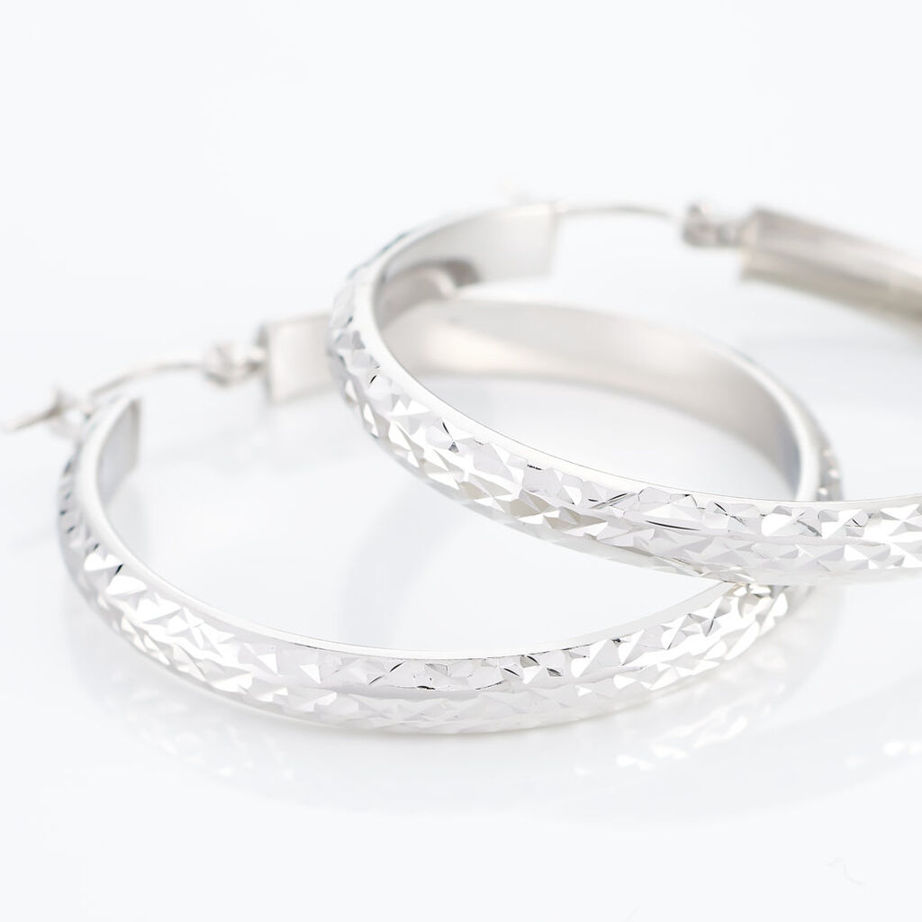 Créoles Argent Blanc Esmee - Boucles d'oreilles créoles Femme | Histoire d’Or
