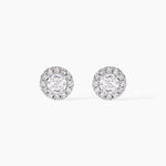 Boucles D'oreilles Puces Rosalie Or Blanc Oxyde De Zirconium - Clous d'oreilles Femme | Histoire d&rsquo;Or