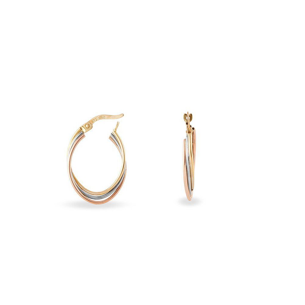 Cr&eacute;oles Tanya Or Tricolore - Boucles d'oreilles cr&eacute;oles Femme | Histoire d&rsquo;Or