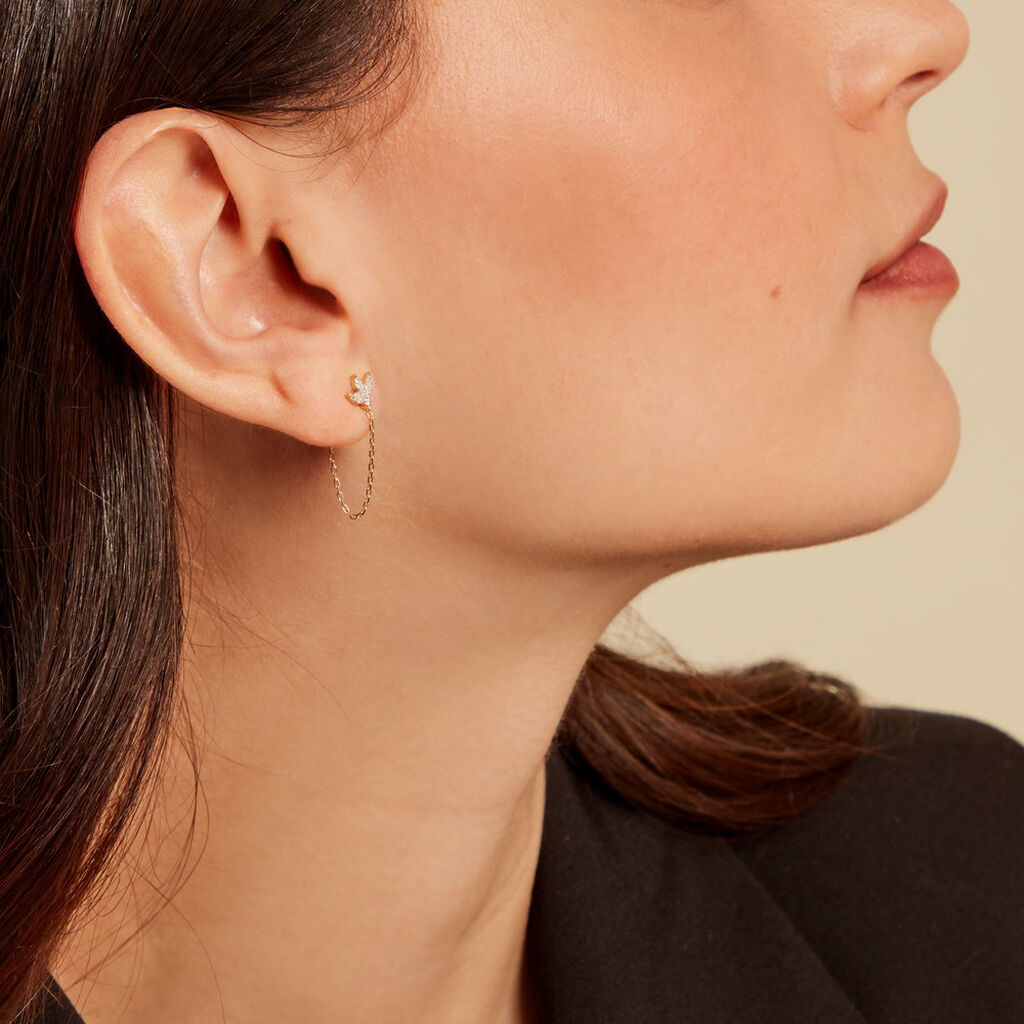 Boucles D'oreilles Pendantes Gianpaolo Or Jaune Diamant - Boucles d'oreilles pendantes Femme | Histoire d’Or