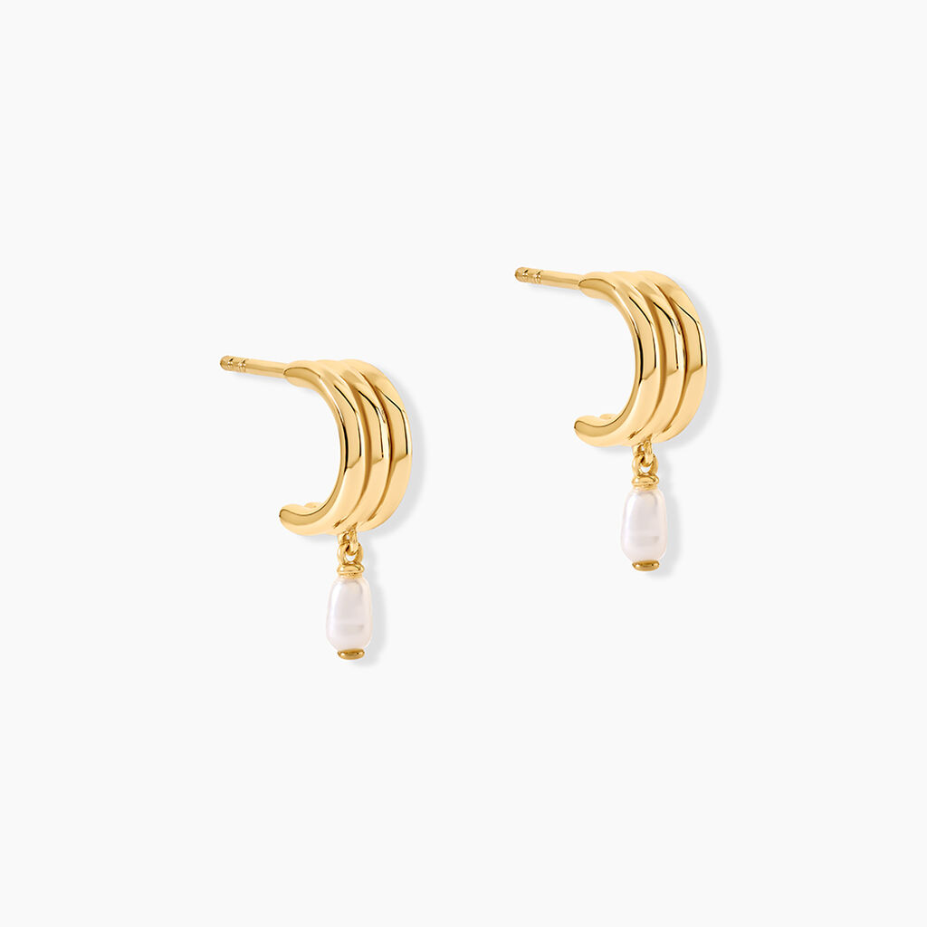Cr&eacute;oles Claude Argent Dor&eacute; A L'Or 750/1000 Perle De Culture - Boucles d'oreilles cr&eacute;oles Femme | Histoire d&rsquo;Or