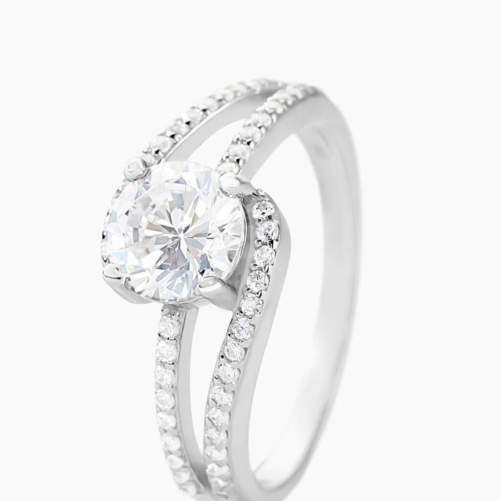 Bague Solitaire Maggy Argent Blanc Oxyde De Zirconium - Bagues solitaires Femme | Histoire d&rsquo;Or