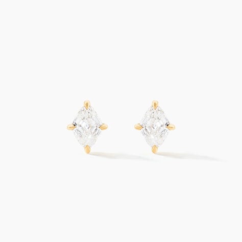Boucles D'Oreilles Puces Icone Or Jaune Diamant Synthetique - Clous d'oreilles Femme | Histoire d&rsquo;Or