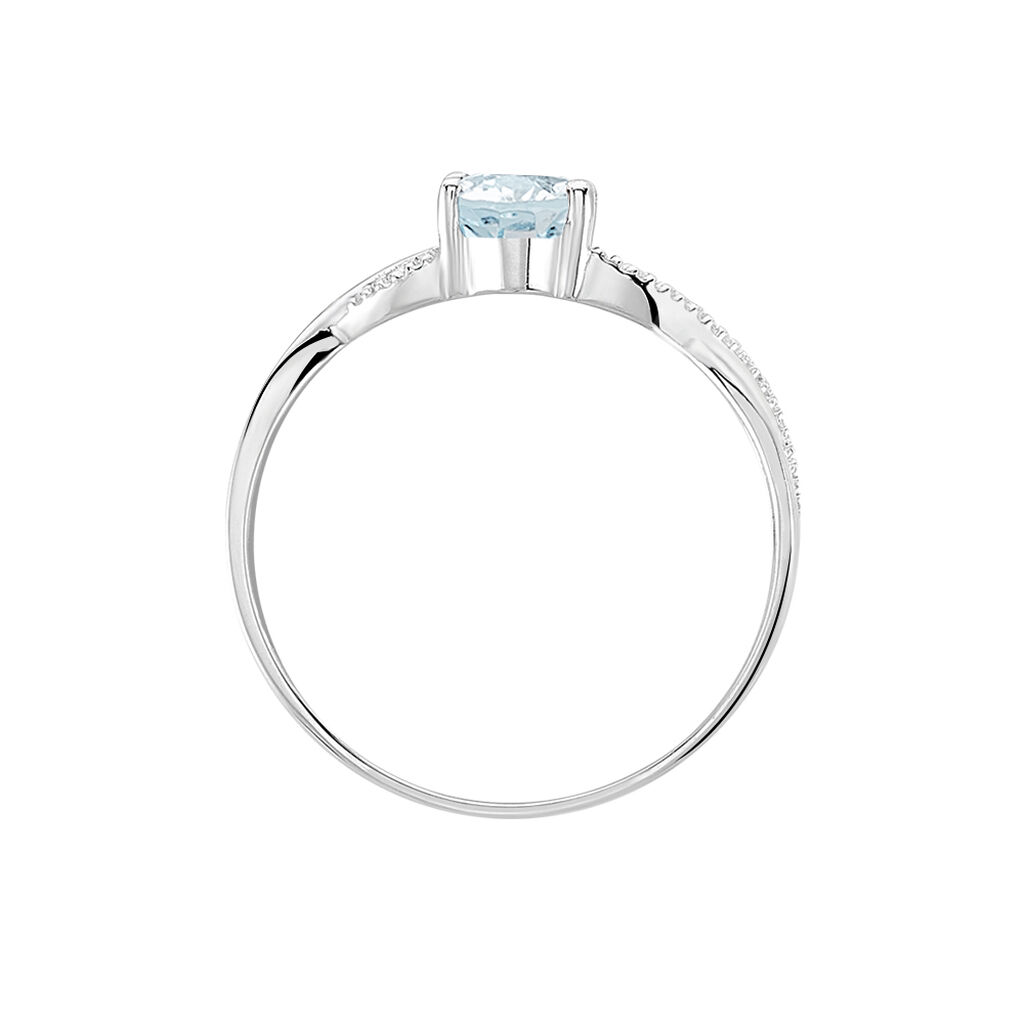 Bague Candice Or Blanc Aigue Marine - Bagues solitaires Femme | Histoire d’Or