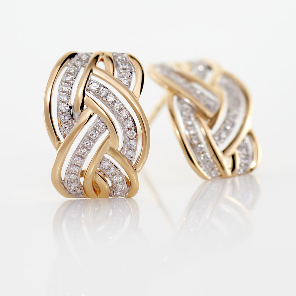 Boucles D'oreilles Puces Leopoldine Or Jaune Diamant - Boucles d'oreilles pendantes Femme | Histoire d’Or