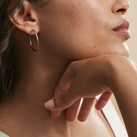 Créoles Esaias Acier Blanc - Boucles d'oreilles créoles Femme | Histoire d’Or