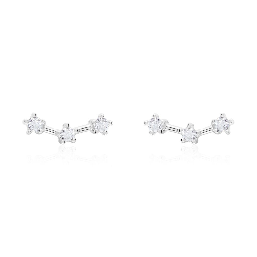 Boucles D'oreilles Puces Allegra Argent Blanc Oxyde De Zirconium - Boucles d'oreilles fantaisie Femme | Histoire d’Or