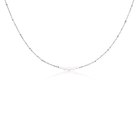 Collier Blaine Argent Blanc Perle De Culture - Colliers fantaisie Femme | Histoire d&rsquo;Or