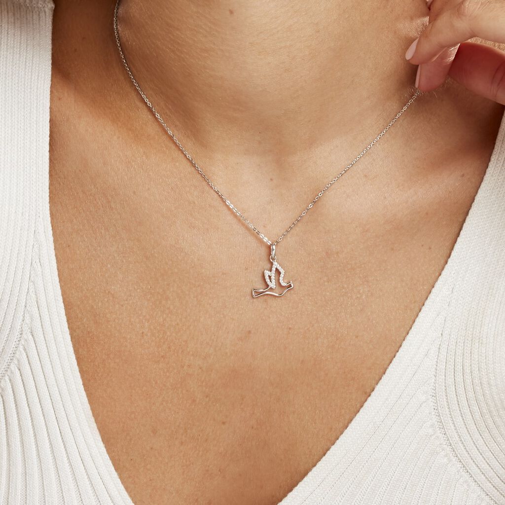 Collier Colombe Argent Blanc Oxyde De Zirconium - Colliers fantaisie Femme | Histoire d’Or