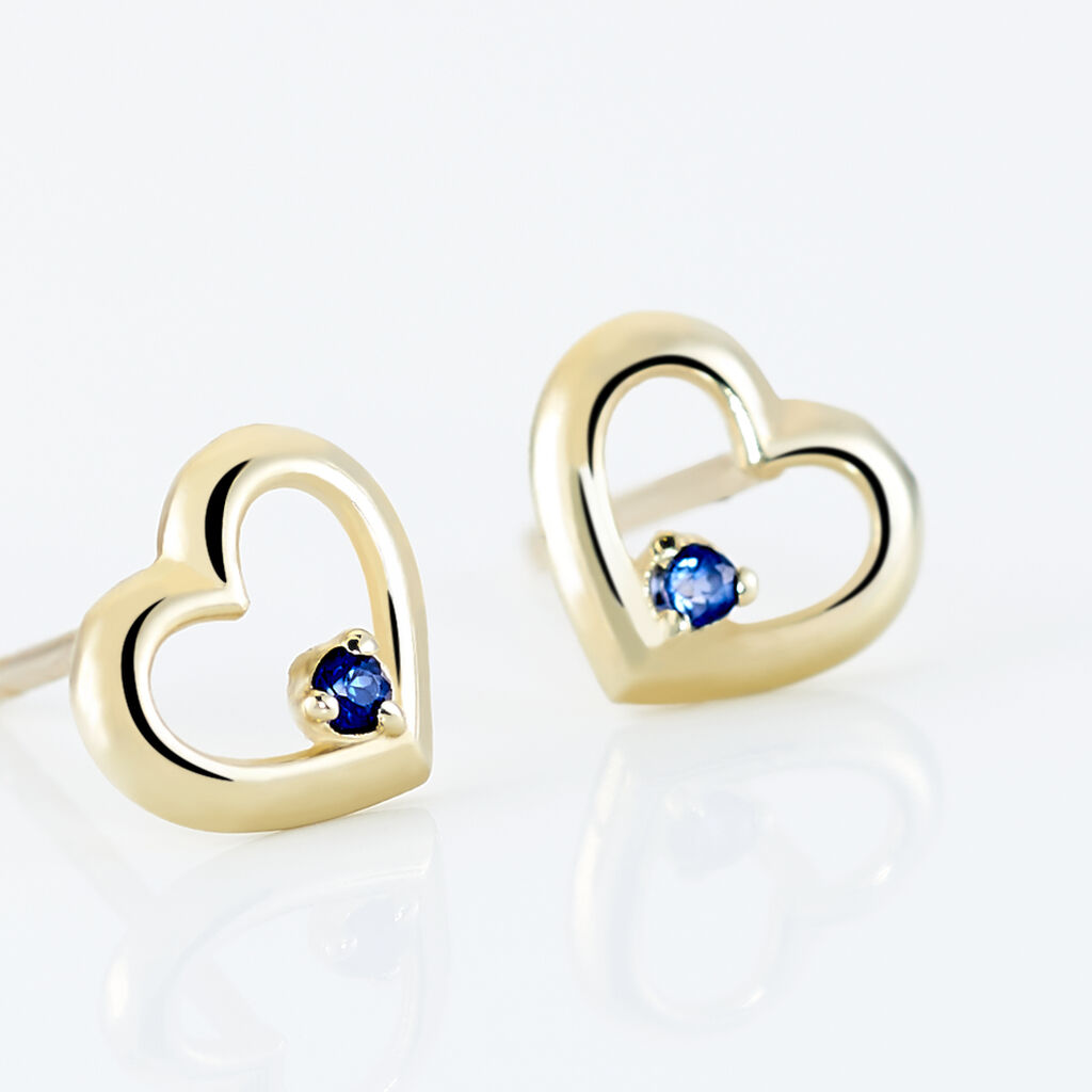 Boucles D'oreilles Puces Martella Or Jaune Saphir - Clous d'oreilles Femme | Histoire d’Or