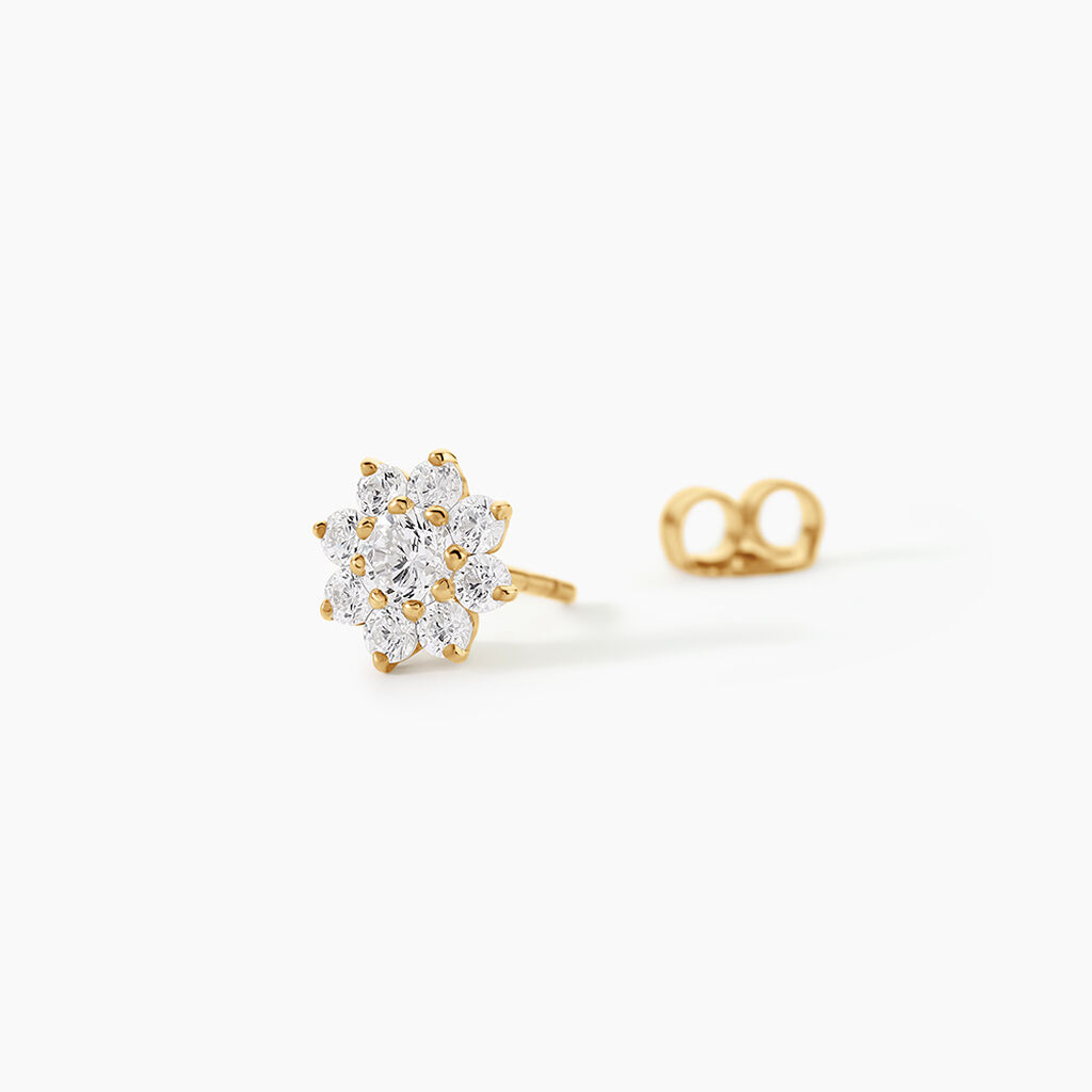 Boucles D'Oreilles Puces Darice Argent Dor&eacute; A L'Or 750/1000 Oxyde De Zirconium - Boucles d'oreilles fantaisie Femme | Histoire d&rsquo;Or