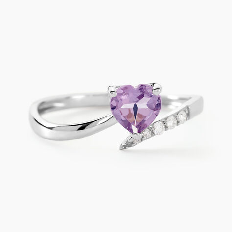 Bague Eva Or Blanc Amethyste Et Diamant - Bagues solitaires Femme | Histoire d’Or