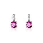 Boucles D'oreilles Puces Noora Or Blanc Topaze Rose Oxyde De Zirconium - Clous d'oreilles Femme | Histoire d&rsquo;Or