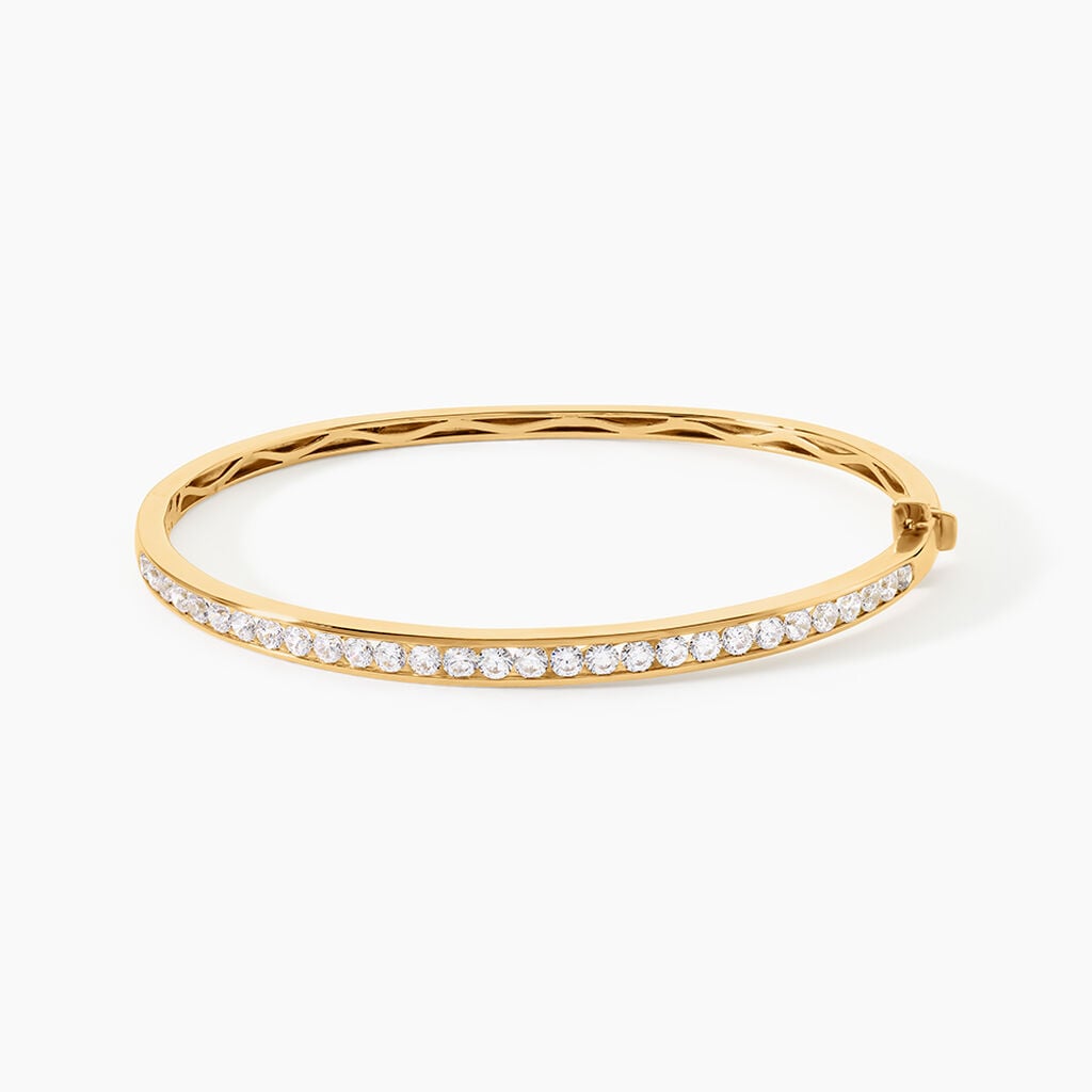 Bracelet Jonc Alane Argent Dor&eacute; A L'Or 750/1000 Oxyde De Zirconium - Bracelets joncs Femme | Histoire d&rsquo;Or
