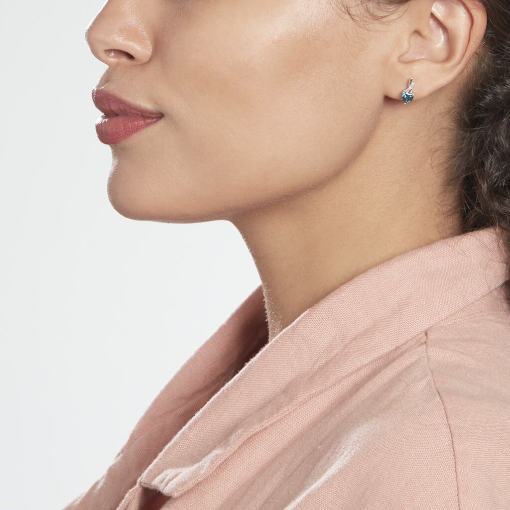 Boucles D'oreilles Pendantes Or Blanc Clothilde Topazes Oxydes - Clous d'oreilles Femme | Histoire d’Or