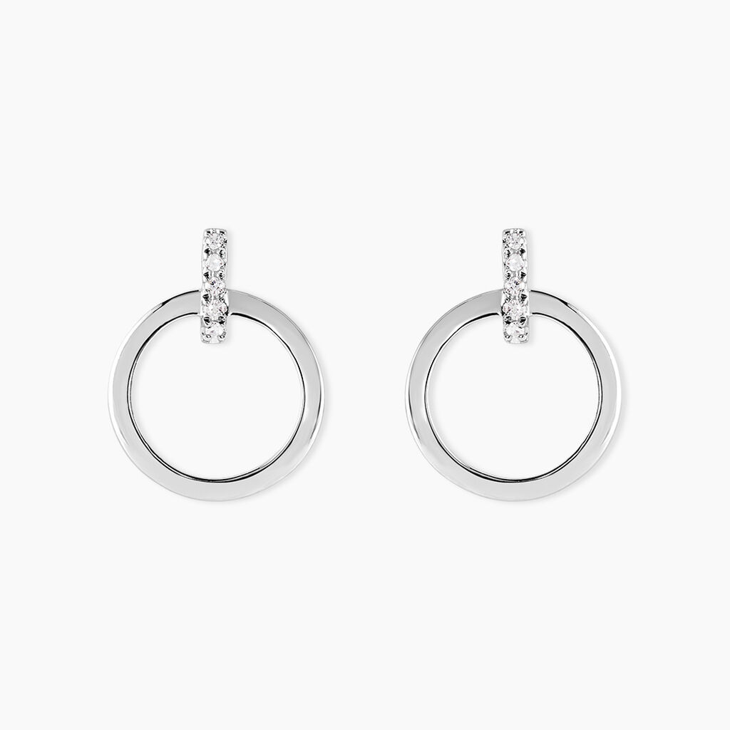 Boucles D'oreilles Puces Melissande Or Blanc Diamant - Clous d'oreilles Femme | Histoire d&rsquo;Or