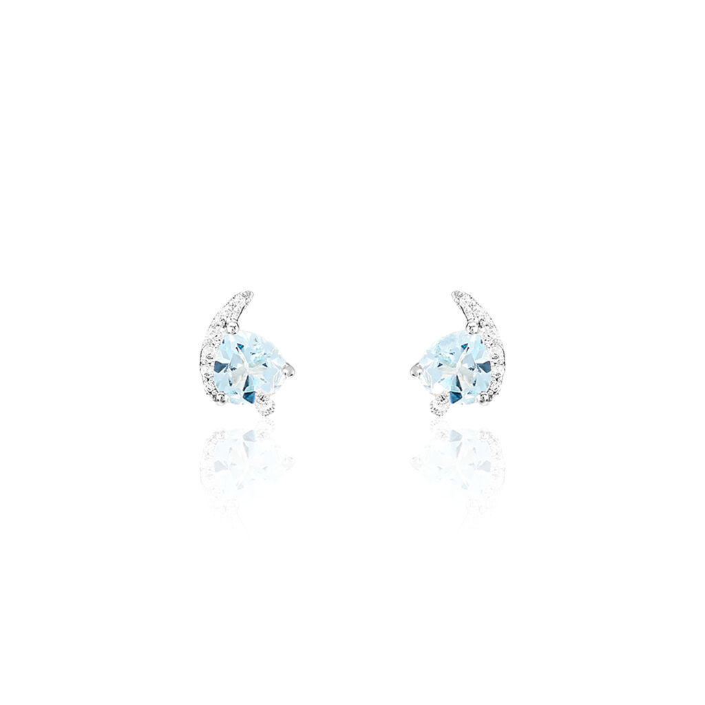 Boucles D'oreilles Puces Coeur In Love Or Blanc Topaze Et Oxyde - Clous d'oreilles Femme | Histoire d’Or