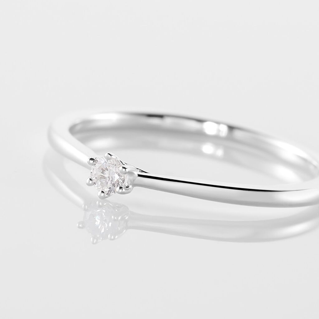 Bague Solitaire Athena Or Blanc Diamant - Bagues solitaires Femme | Histoire d’Or