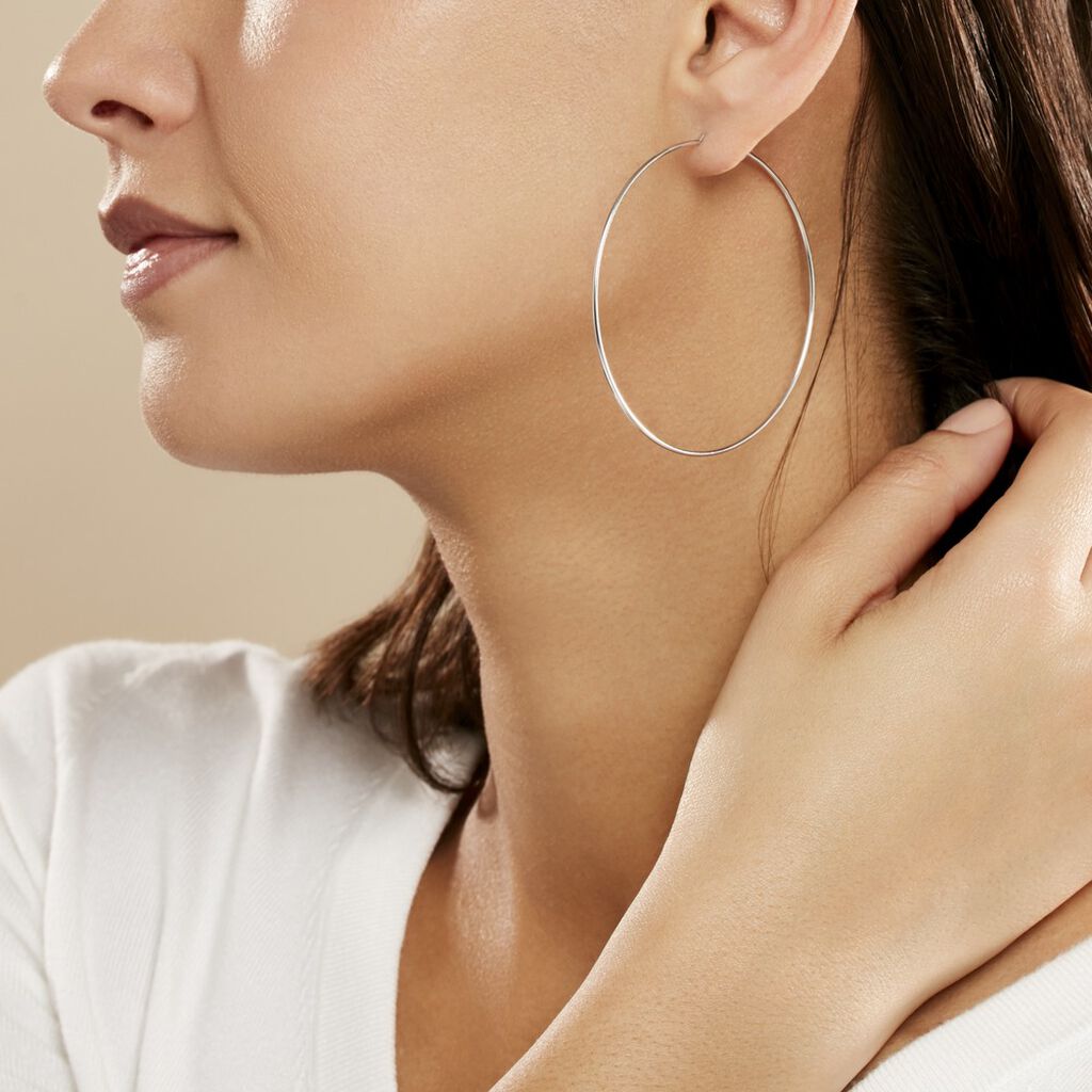 Créoles Dominae Or Blanc - Boucles d'oreilles créoles Femme | Histoire d’Or