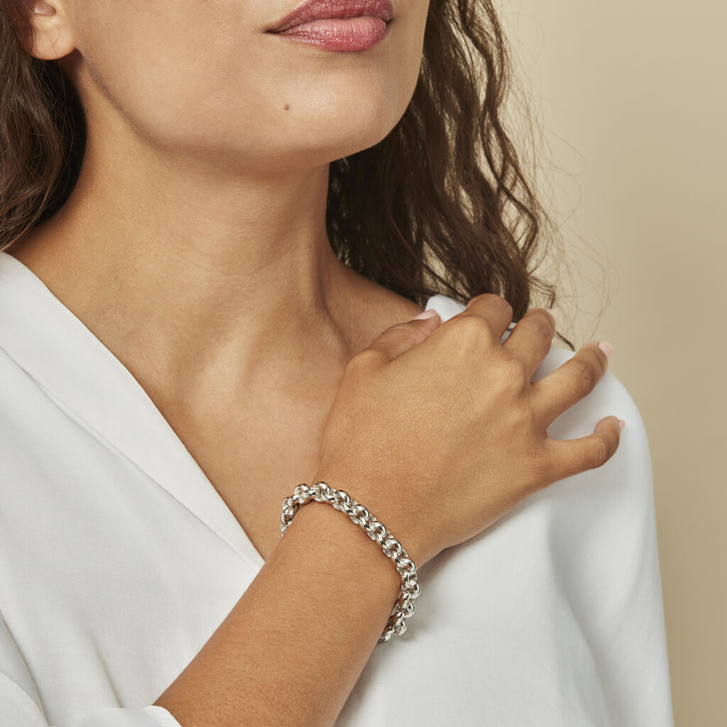 Bracelet Carola Maille Jaseron Argent Blanc - Bracelets chaîne Femme | Histoire d’Or