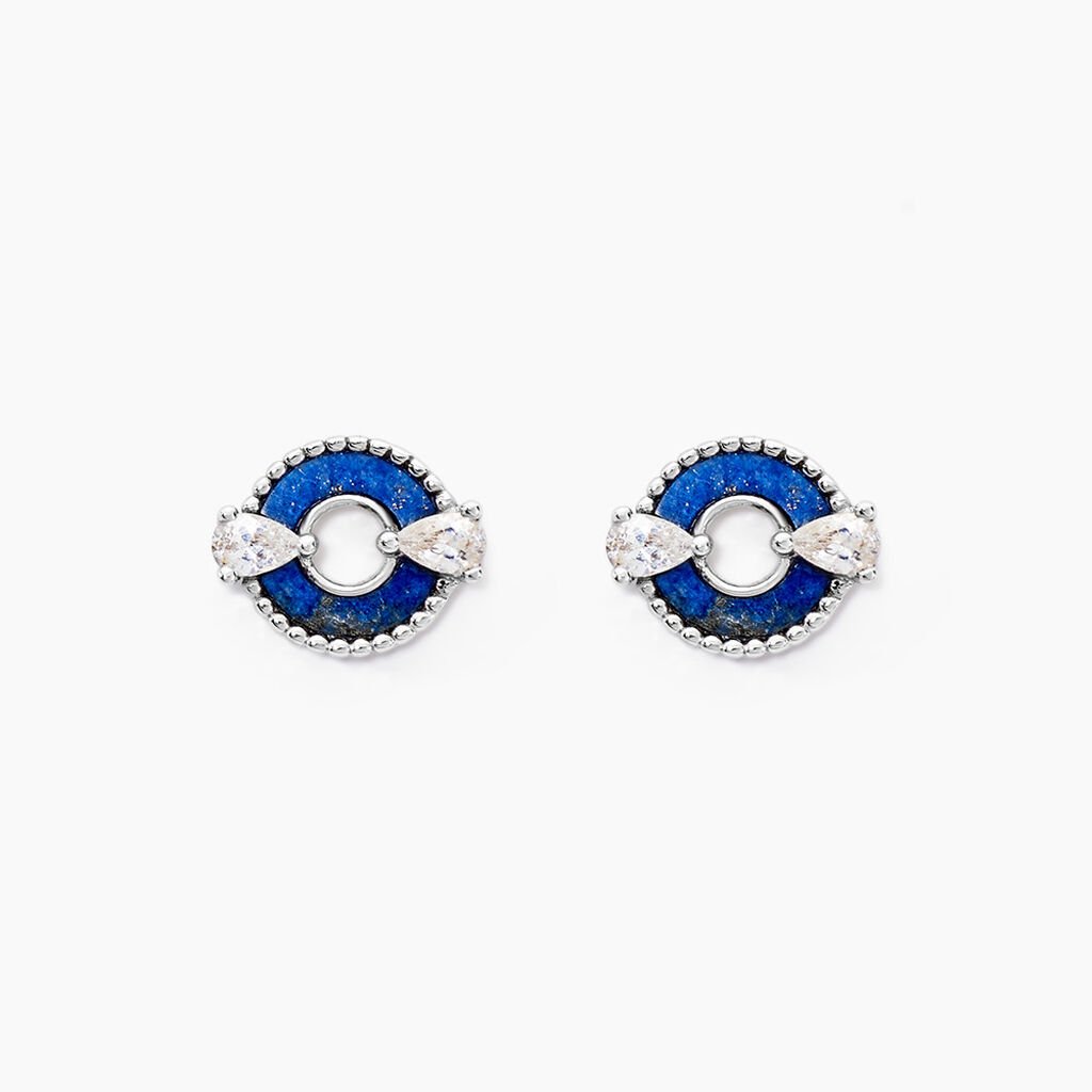 Boucles D'oreilles Puces Serafine Argent Lapis Lazuli Oxyde - Boucles d'oreilles fantaisie Femme | Histoire d&rsquo;Or