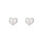 Boucles D'oreilles Puces Daria Coeur Plein Or Blanc Oxyde De Zirconium - Clous d'oreilles Femme | Histoire d&rsquo;Or