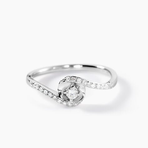 Bague Vrille Accompagnee Or Blanc Diamant - Bagues solitaires Femme | Histoire d&rsquo;Or