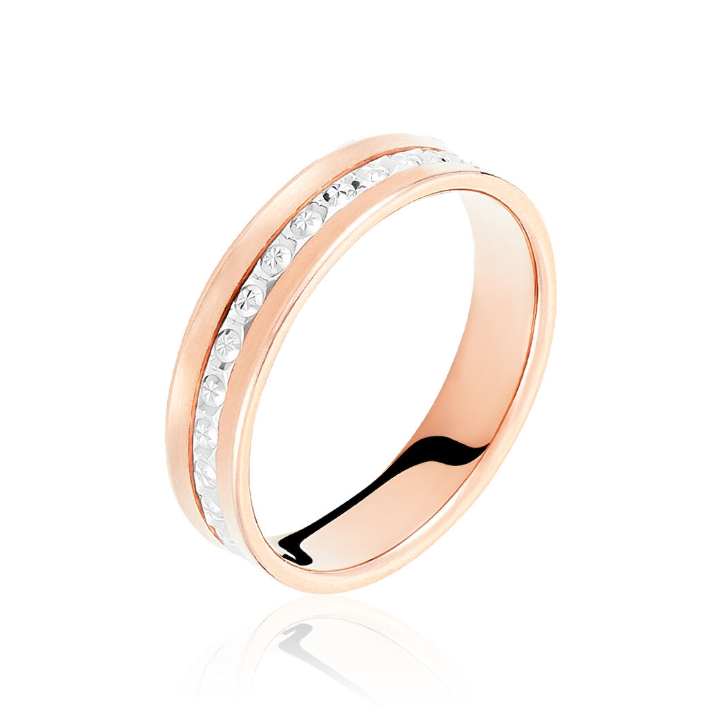 Alliance Fantaisie Diamantee Ruban Plat Or Bicolore - Alliances Femme | Histoire d’Or