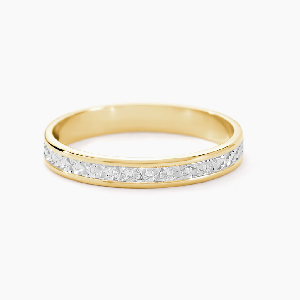 Alliance Laura Diamantee Ruban Plat Or Bicolore - Alliances Famille | Histoire d’Or