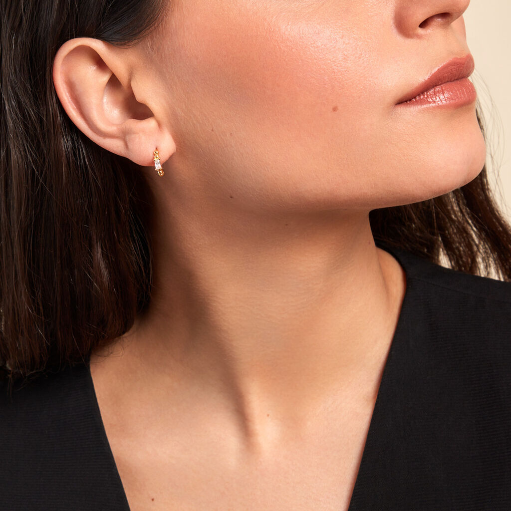 Créoles Louisie Plaqué Or Jaune Oxyde De Zirconium - Boucles d'oreilles créoles Femme | Histoire d’Or
