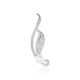 Broche Bergonia Argent Blanc Perle De Culture Et Oxyde De Zirconium - Autres bijoux Femme | Histoire d’Or