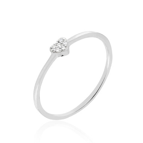 Bague Accumulation Coeur Argent Blanc Oxyde De Zirconium - Bagues Coeur Femme | Histoire d’Or