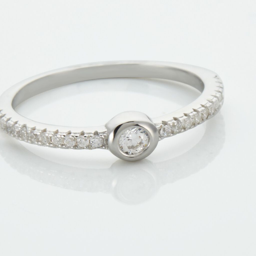 Bague Maryne Argent Blanc Oxyde De Zirconium - Bagues solitaires Femme | Histoire d&rsquo;Or
