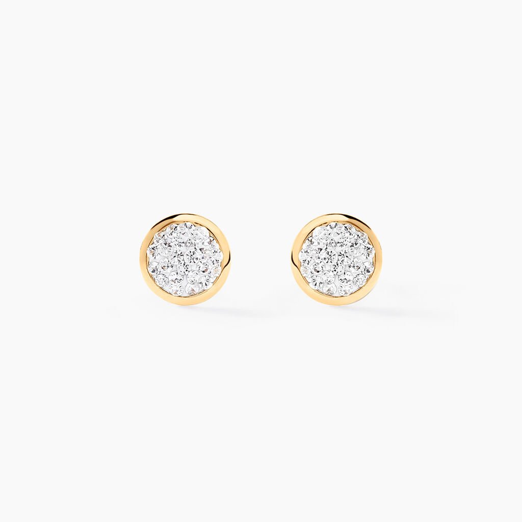 Boucles D'oreilles Puces Lane Or Jaune Strass - Clous d'oreilles Enfant | Histoire d’Or