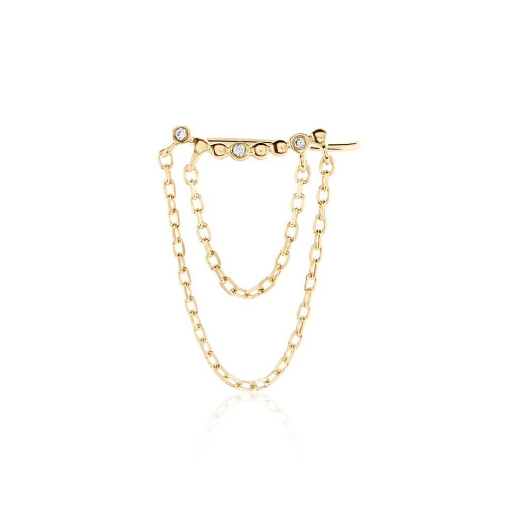 Bijou D'oreille Unitaire Plaqu&eacute; Or Jaune Kazia Oxydes De Zirconium - Piercings d'oreilles Femme | Histoire d&rsquo;Or