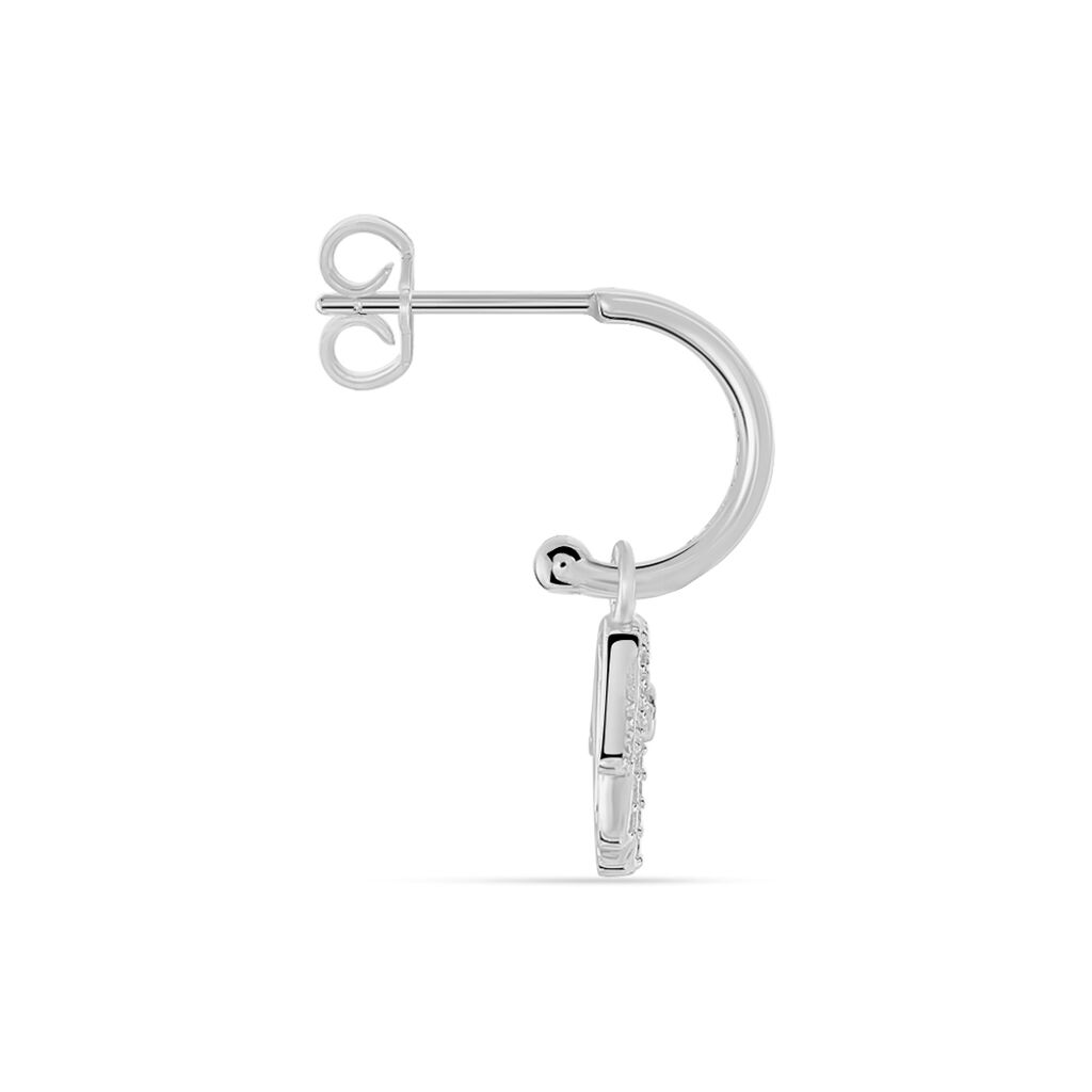Cr&eacute;ole Unitaire Ancelin Rondes Argent Blanc Oxyde De Zirconium - Piercings d'oreilles Femme | Histoire d&rsquo;Or